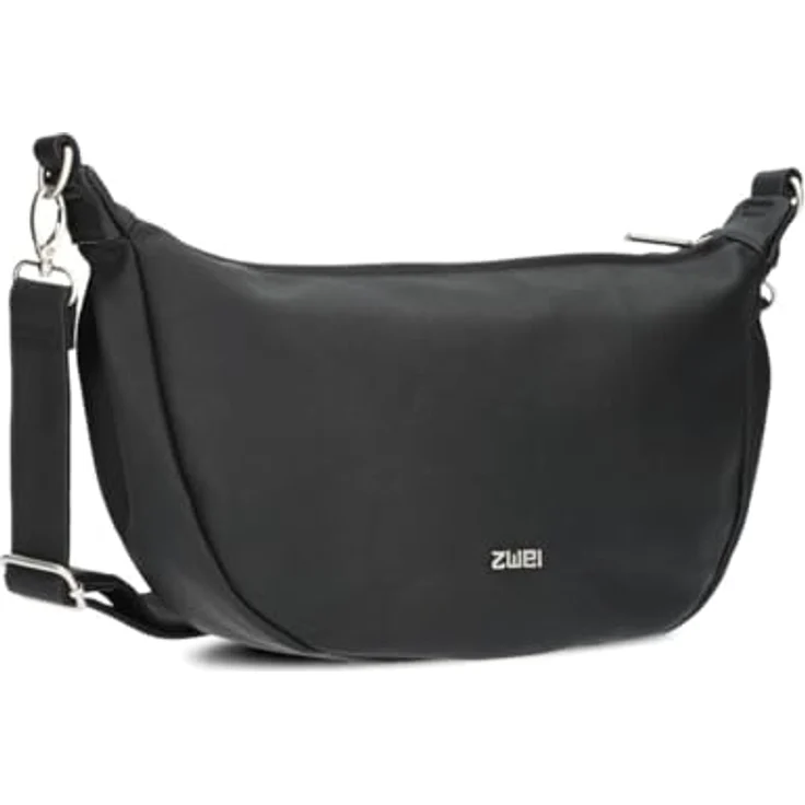 Zwei Mademoiselle.M Umhängetasche 34 cm, Schwarz, aus robustem Polyurethan mit praktischen Fächern und abnehmbarem Umhängeriemen – Bild 1