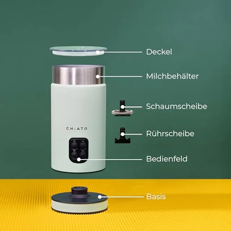 CHiATO milkPLAY, Elektrischer Milchaufschäumer mit 3 Schaumarten und 240 ml Kapazität, kompakt und sicher – Bild 5