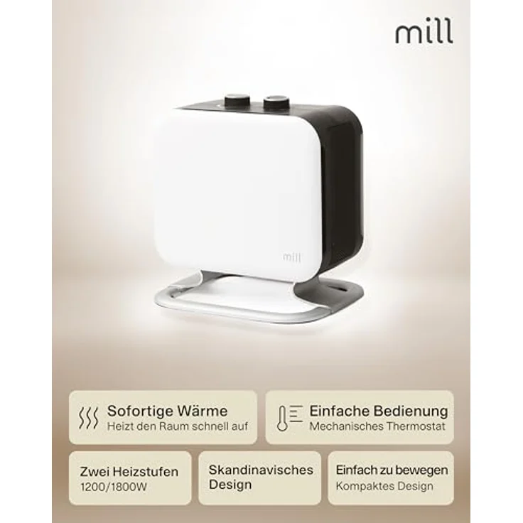 MILL Konvektor Compact fan heater, PTC Heizelement, Mühlenweiß – Bild 3