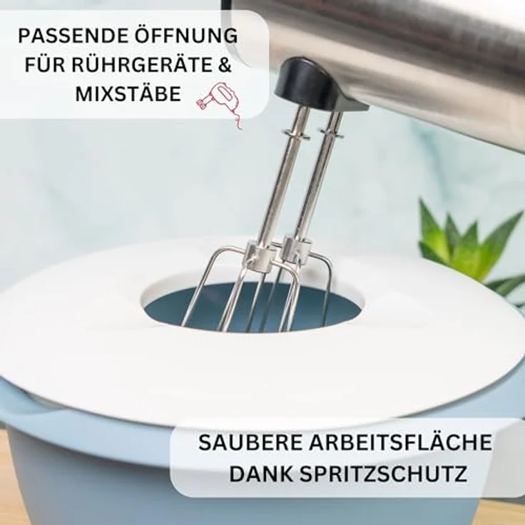 Westmark Rühr-/Backschüssel mit zweigeteiltem Deckel, 2,5 l, Mit Ausgießer, Kunststoff, Blau/Weiß – Bild 2