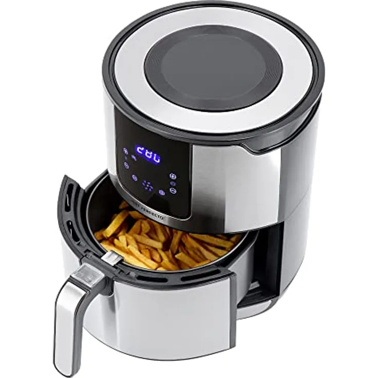 Heißluftfritteuse XL 4L - Airfryer bis 200°C - Frittieren ohne Öl mit Programmen bis 1000g - 1400W Air Fryer mit LED Display - Heißluft Fritteuse ohne Fett - Heissluftfriteuse für Pommes