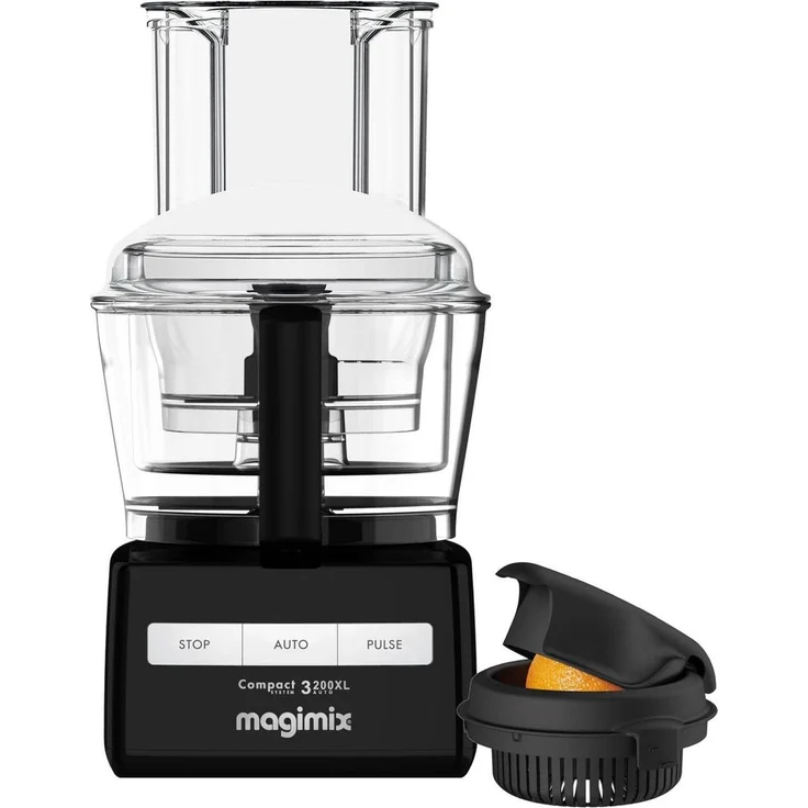 Magimix CS 3200 XL Foodcovery, Universalzerkleinerer mit Citrus Press, 650 W Induktionsmotor, schwarz, 3 Tritan-Schüsseln (2,6 l, 2,2 l, 1,2 l) und umfangreichem Zubehör