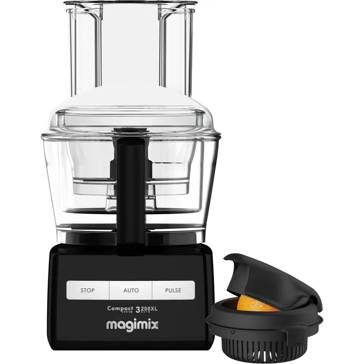 Magimix CS 3200 XL Foodcovery, Universalzerkleinerer mit Citrus Press, 650 W Induktionsmotor, schwarz, 3 Tritan-Schüsseln (2,6 l, 2,2 l, 1,2 l) und umfangreichem Zubehör