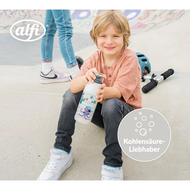alfi KIDS ISO BOTTLE 350ml, Piraten, Isoliertrinkflasche Kinder Edelstahl, hält 12 Std. heiß, 24 Std. kalt, Trinkflasche für Kohlensäure, BPA-frei. – Bild 5