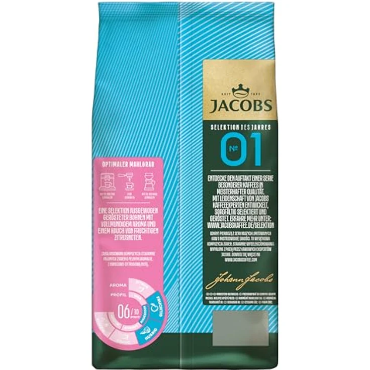 JACOBS Selektion des Jahres No 01, Kaffeebohnen 1000 g, mittlere Röstung mit fruchtigen und nussigen Noten, Intensität 6/10 – Bild 2