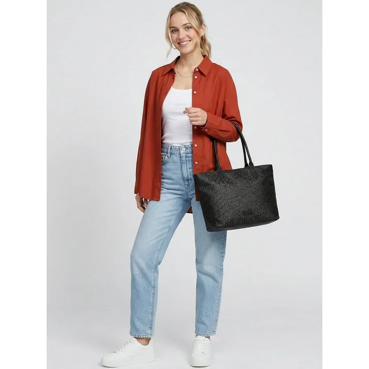 EMILY & NOAH Shopper E&N Bayonne RUE 09, Damenhandtasche mit flechtoptik, mehrfarbig, reißverschlussfach und Schulterriemen