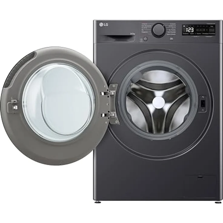 LG V5WD95SLIMB, Klasse A/E, SLIM Waschtrockner, 9-5kg Waschen/Trocknen, Wi-Fi, AI Direct Drive, Tiefenreinigung mit Dampf, TurboWash 360°, Sicherheitsglastür, AquaLock, 60 x 53.5 x 85cm ꟷ Schwarz – Bild 4