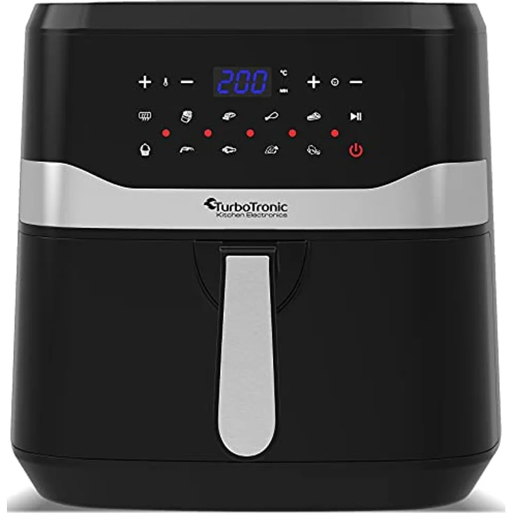 TurboTronic by Z-Line Heißluftfritteuse 7 Liter, 12 Programme, XXL Fritteuse Fettfrei ohne Öl, 50°C - 200°C, 1800 W, Power Camping Retro digital Airfryer AF7D in Schwarz – Bild 6