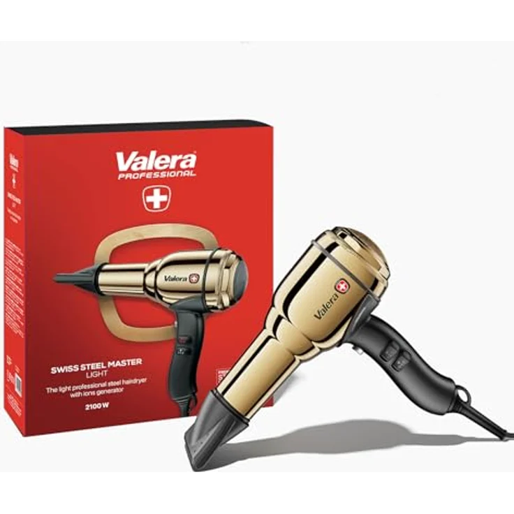 Valera, Swiss Steel Master Light, professioneller Haartrockner aus goldfarbenem Stahl, leichter Föhn mit leistungsstarkem Motor, 3 Temperaturstufen, Ionen-Generator, 2100 W – Bild 3