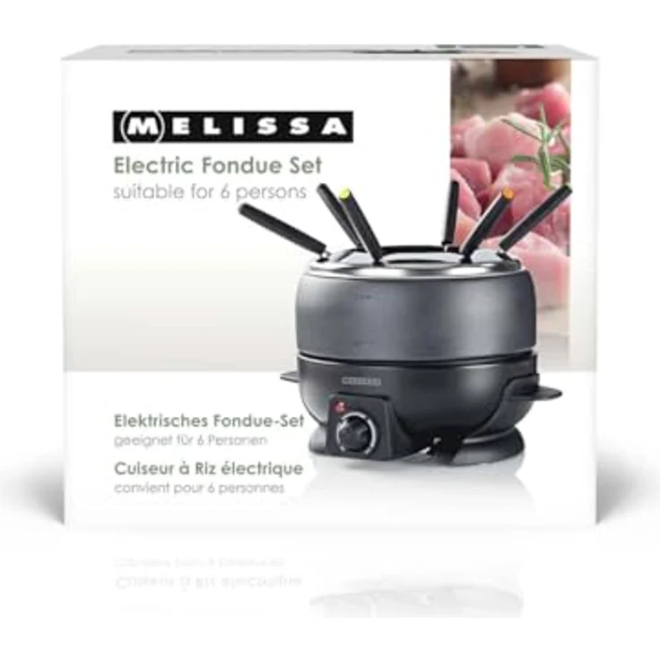MELISSA Elektro-Fondue 16310236, 2.3 l für bis zu 6 Personen, Antihaftbeschichtung, verstellbarer Thermostat, rutschfeste Gummifüße – Bild 6