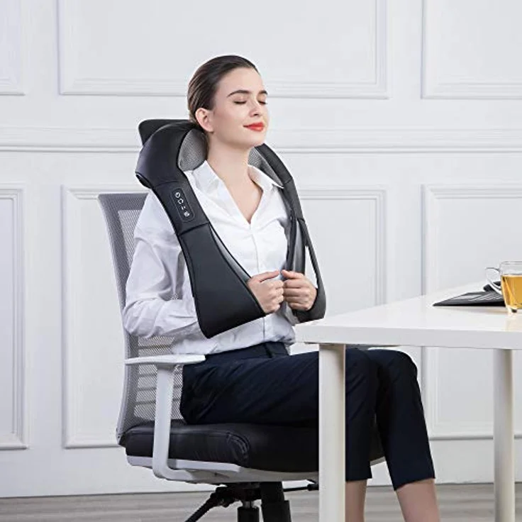 Snailax Schulter Nacken Rücken Massagegerät, Shiatsu Nackenmassagegerät mit Wärme, Rückenmassagegerät,Elektrisch 4D-Rotation Massagegerät zu Hause Büro, Geschenke für Männer, Frauen – Bild 4