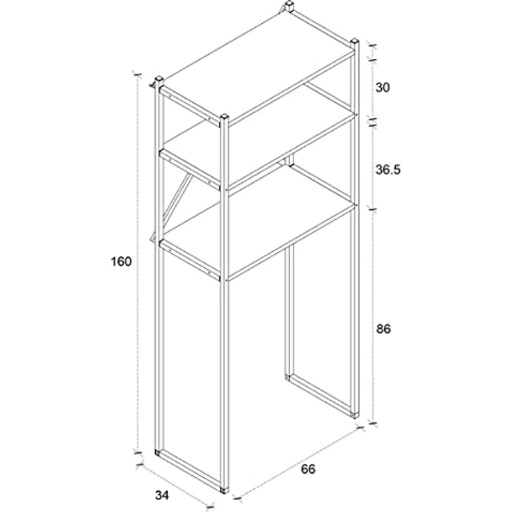 VCM Metall Überbauschrank Waschmaschine Überbau Schrank Waschmaschinenschrank Insasi Weiß, Stauraum für Waschmaschine/Trockner, H. 160 x B. 66 x T. 34 cm – Bild 5
