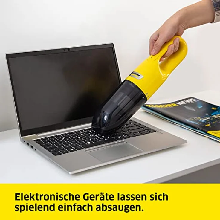 Kärcher Akku-Handstaubsauger CVH 2, kompakter und leichter Krümelsauger für den schnellen Einsatz, Staubbehälter: 0,15 l, Gewicht: 0,65 kg, inkl. 7,2 V Akku, USB-Ladegerät, 2-in-1-Fugendüse – Bild 3