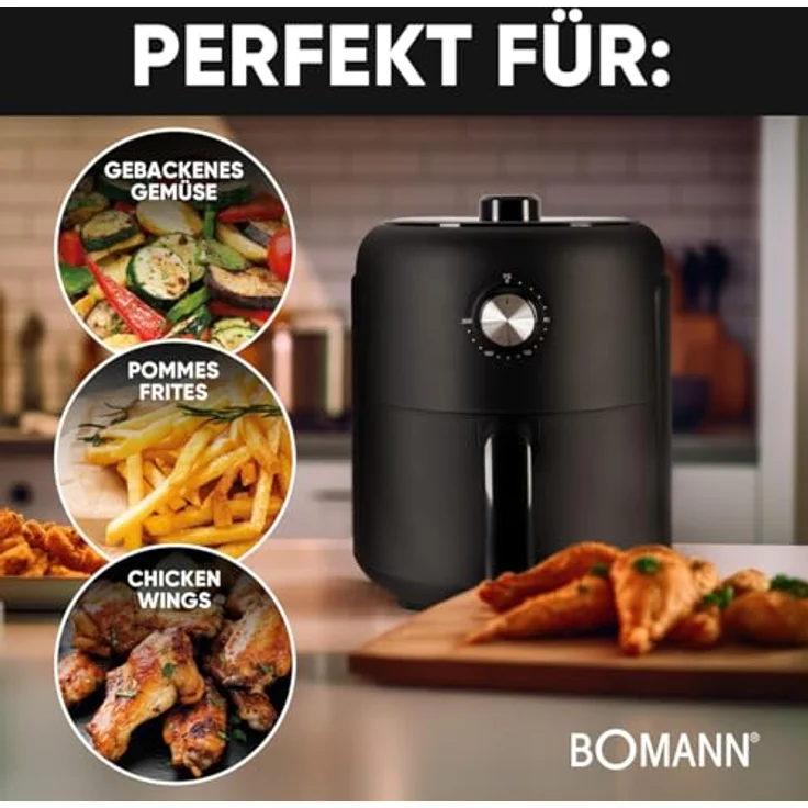 BOMANN Heißluftfritteuse FR 6076 H CB, Heißluftfritteuse 360° Air-Flow, kein Öl o. Fett, schwarz – Bild 5