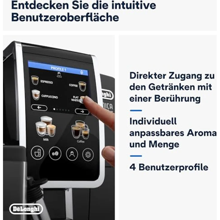 De'Longhi Dinamica Plus ECAM382.70.B, Automatischer Kaffeevollautomat mit 18 Rezepten, LatteCrema Hot und TFT-Display, Schwarz – Bild 7