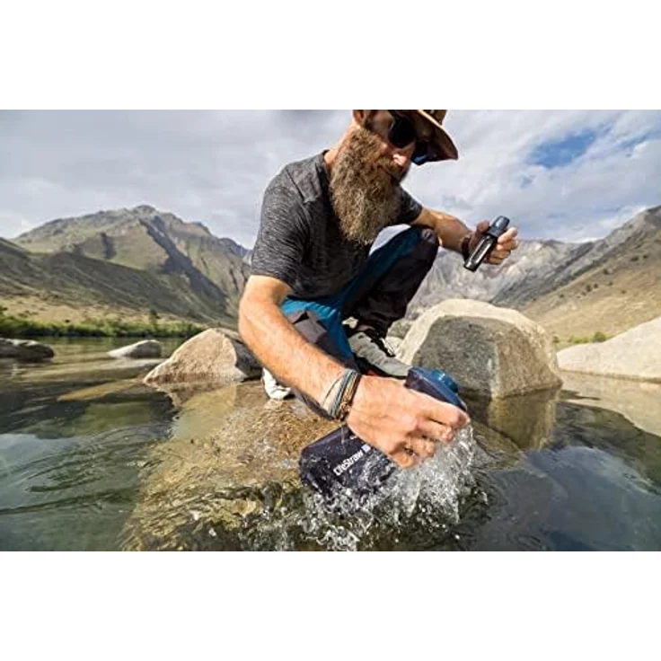 LifeStraw Peak Squeeze Bottle 650ml (blue), kompakter Wasserfilter für unterwegs – Bild 6