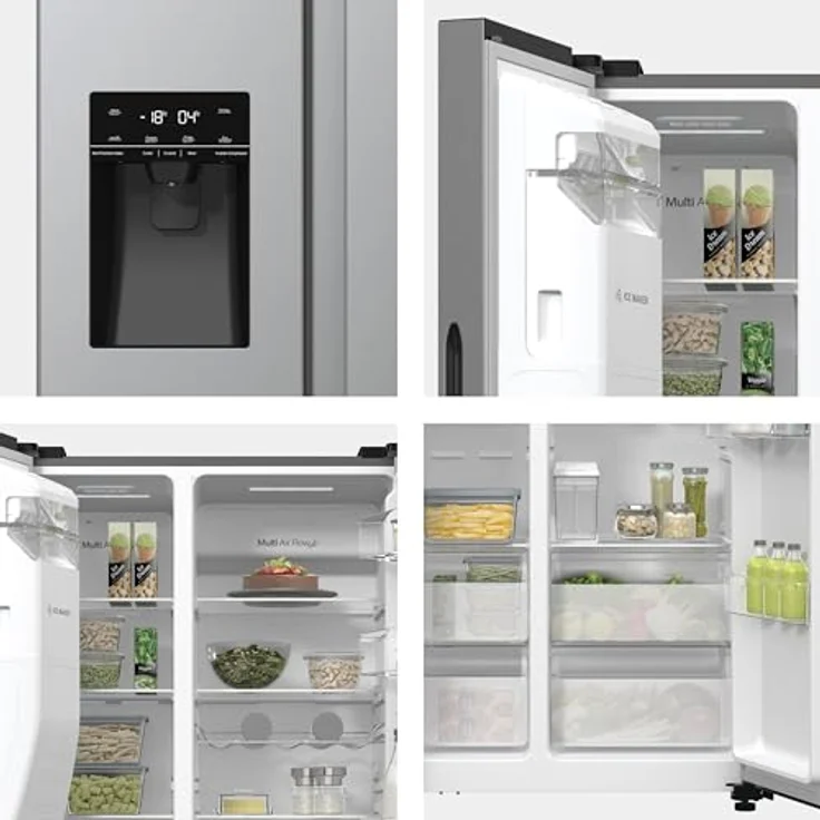 Hisense RS5P535NTCE Side-By-Side Kühl-Gefrier-Kombination, 376 l Kühlteil, 190 l Gefrierteil, Wasser-/Eisspender, Total NoFrost, Multi AirFlow, FastFreeze, silber – Bild 16