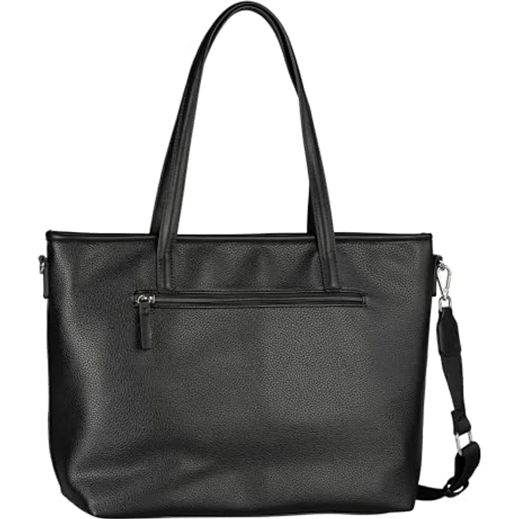 TOM TAILOR Shopper Jamila, Platzwunder mit 2-in-1-Funktion aus genarbtem Lederimitat, schwarz – Bild 2