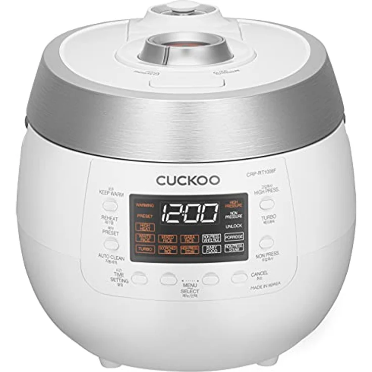 3KV Cuckoo Reiskocher CRP-RT1008F Twin Pressure Digital, CRP-RT1008F, 1150 Watt, 1.8 Liter Fassungsvermögen, weiß, Edelstahl – Bild 2