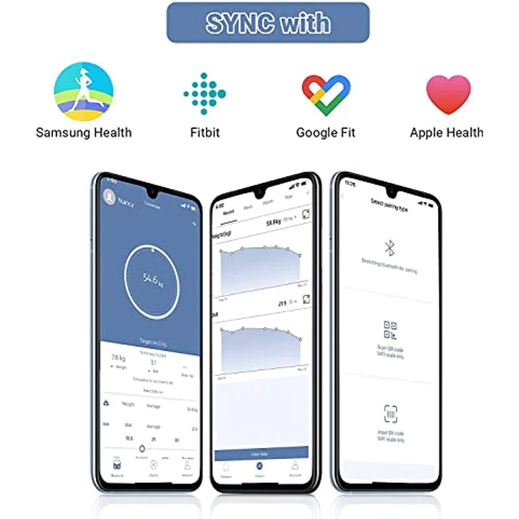 Digitale Personenwaage mit BMI-Funktion - Gewichtswaage mit LED-Display und Step-On-Technologie, Smartphone-App, Sicherheitsglas, 5-180 kg - Preisvergleich – Bild 4