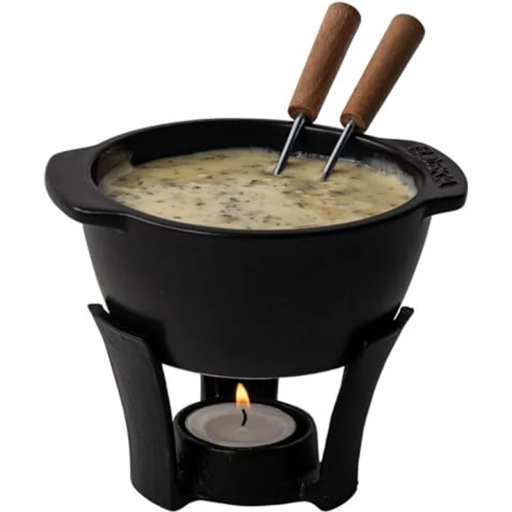 BOSKA HOLLAND Fondue Set Party Mini, 300 ml Fonduetopf aus Keramik mit Untergestell, schwarz, inklusive 2 Fonduegabeln – Bild 1
