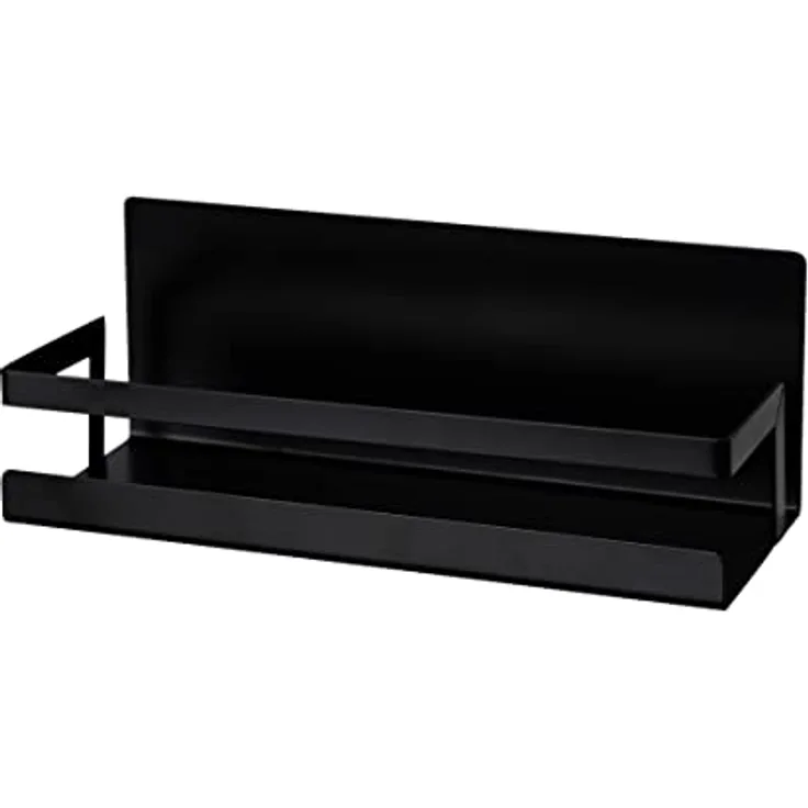 WENKO Magnetisches Gewürzregal Ima mit Umrandung, aus Metall, zum Abstellen von Gewürzstreuern und Grillzubehör, Befestigen ohne Bohren, Black Outdoor Kitchen, 30 x 12 x 11 cm, Schwarz