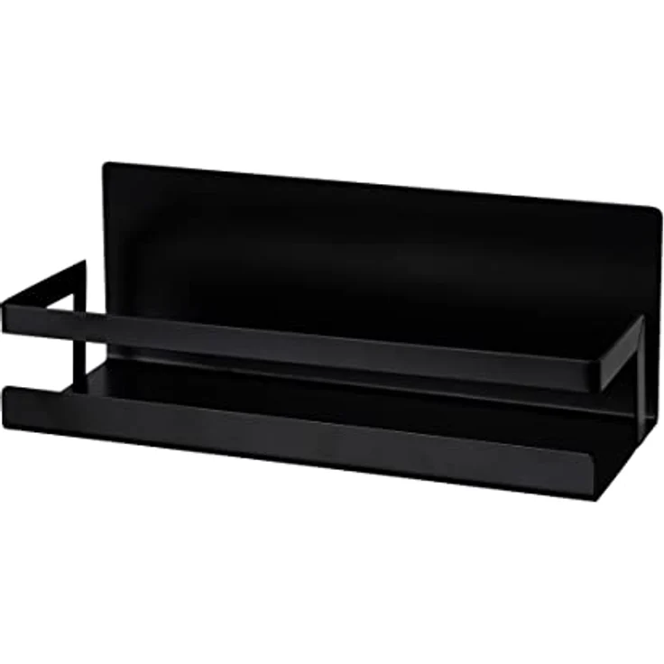 WENKO Magnetisches Gewürzregal Ima mit Umrandung, aus Metall, zum Abstellen von Gewürzstreuern und Grillzubehör, Befestigen ohne Bohren, Black Outdoor Kitchen, 30 x 12 x 11 cm, Schwarz – Bild 1