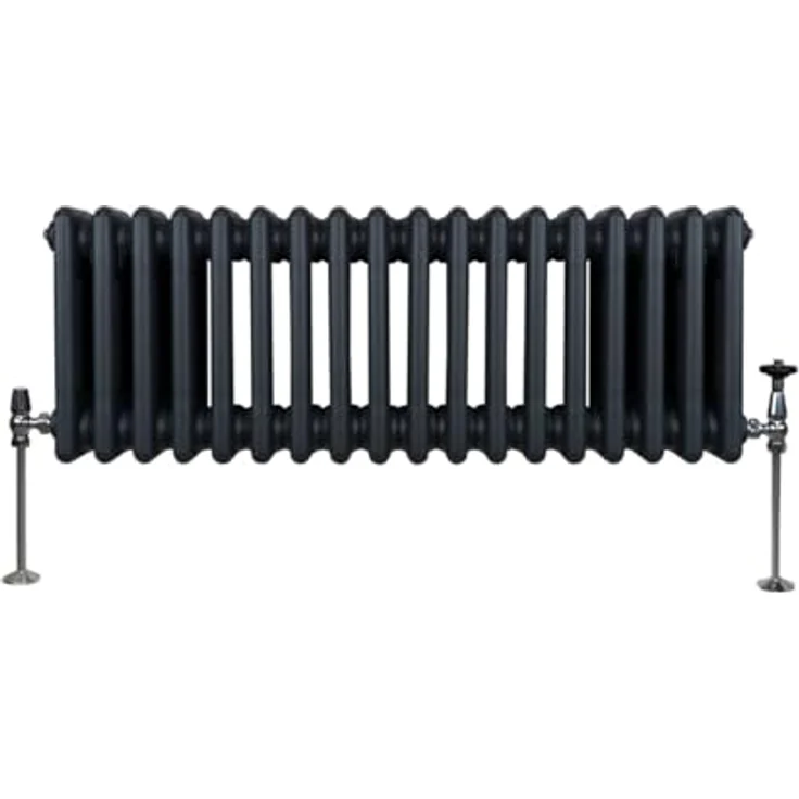 Monster Shop Traditioneller 3-Spalten-Heizkörper 300 x 832mm, horizontaler Wandheizkörper, matt Anthrazit Grau, hohe Wärmeleistung 2501 BTU, inkl. Reinigungsbürste und Befestigungsset – Bild 2