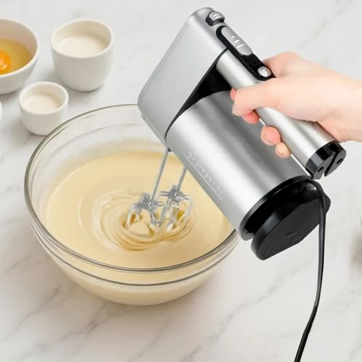 Gastroback Handmixer POWERMIX AIR, 1000 W, Edelstahlgehäuse, 6 Geschwindigkeitsstufen, inkl. Milchschaumaufsatz und Spezialquirlen, silber – Bild 3