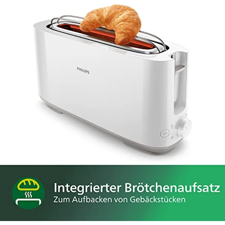 Philips HD2590-00 Gitter Broten Daily weiß, 1 Schlitz Extra lange, Knopf Warmhalterost – Bild 3