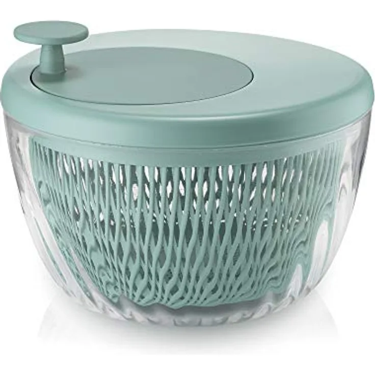 Guzzini - Kitchen Active Design, SPIN&STORE Salatschlüder mit Deckel - Olivgrün, Ø26 x h19 cm | 4000 cc - 170900175