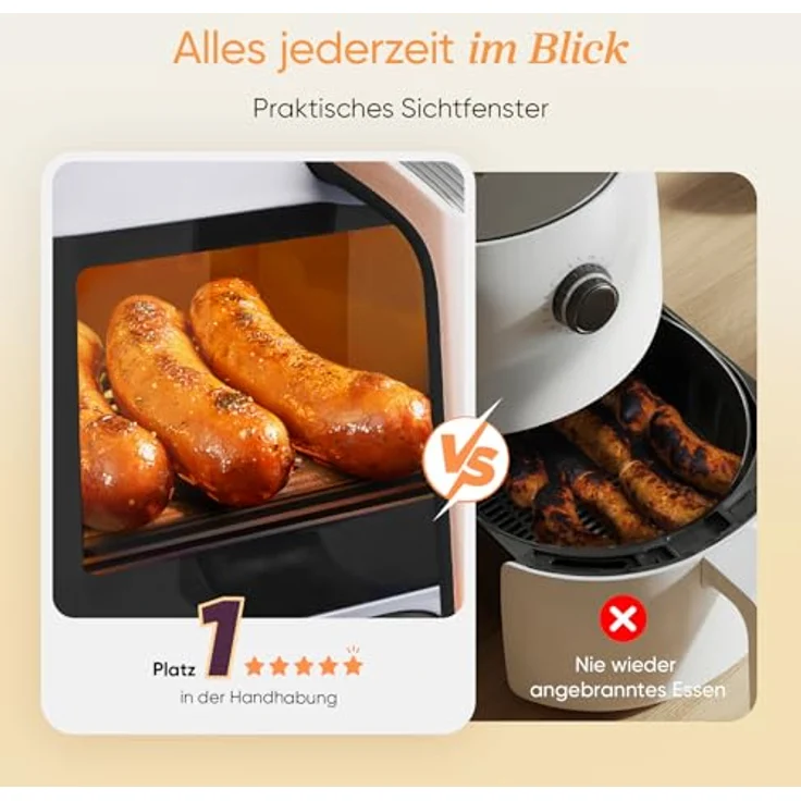 Cosori Airfryer 8,5L Heißluftfritteuse mit Sichtfenster, 2 Kammern und App-gesteuerten Rezepten – Bild 4