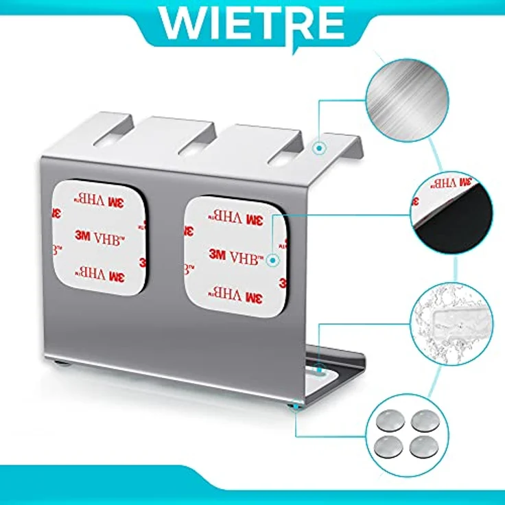 WIETRE 3er Edelstahl Aufsteckbürsten-Halter für Oral-B, iO, Philips – Bild 3