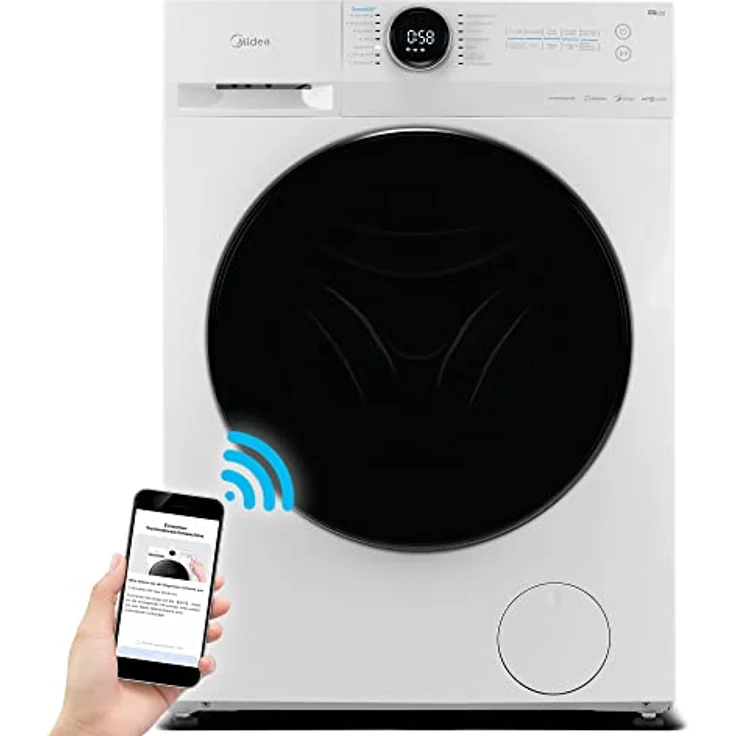 Midea MF200W100WB-14A Waschmaschine / 10KG / 1400 U/min/A/Leiser & effizienter Inverter Motor/Wasserschutzsystem/Steam Care/Nachlegefunktion/APP-Steuerung/AquaStop, Weiß – Bild 1