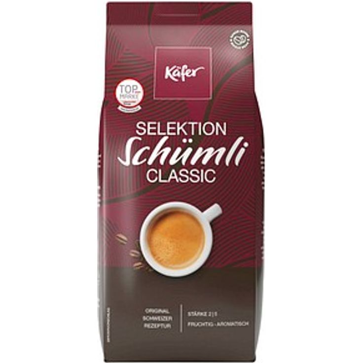 Käfer Kaffeebohnen Selektion Schümli Classic, 1000 g - Mildes Aroma aus Arabica- und Robustabohnen, ideal für Vollautomaten