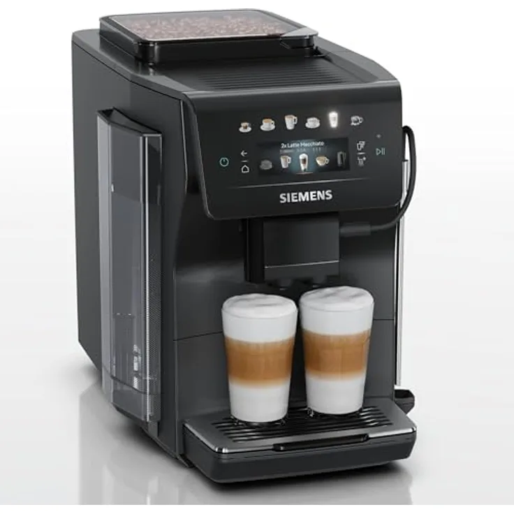 Siemens Kaffeevollautomat EQ600 iAroma, 6 Getränke, Doppeltassenfunktion, XL-Getränke bis 480ml, Kannenfunktion, Schwarz, TP601E09