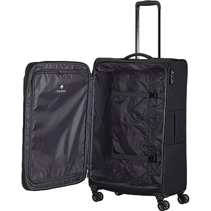 travelite 4-Rad Koffer Größe L Weichschale, Gepäck Serie CHIOS mit Dehnfalte + Kantenschutz, Trolley in zeitloser Optik, 78 cm, 90 - 97 Liter, Schwarz – Bild 5