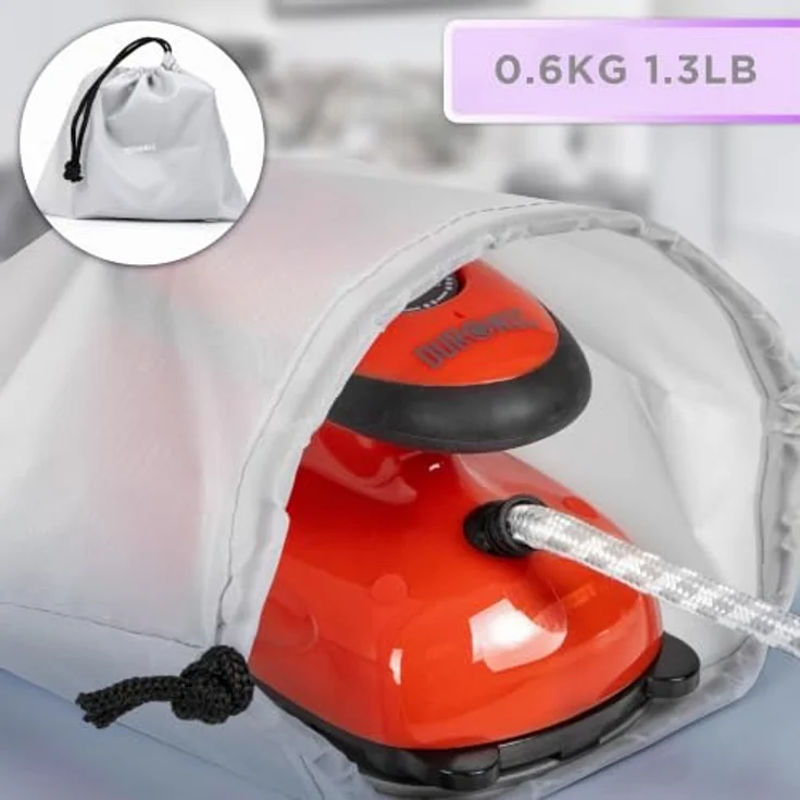 Duronic SI2 RD Mini Reisebügeleisen, 375W Dampfbügeleisen mit vielseitiger Temperaturregelung, rot – Bild 5