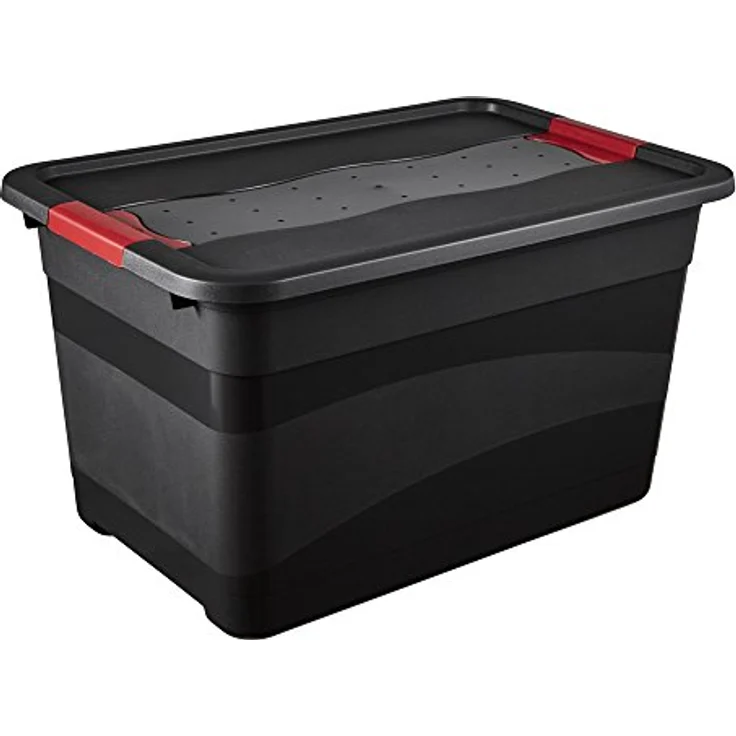 keeeper Transportbehälter mit Deckel und Schiebeverschluss, Extra Stabil, 59,5 x 39,5 x 34 cm, 52 l, Eckhart, Graphit Grau – Bild 2