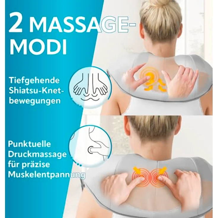 VITALmaxx Shiatsu-Massagegerät Nacken Grau-Lila mit Gürtel – Bild 2