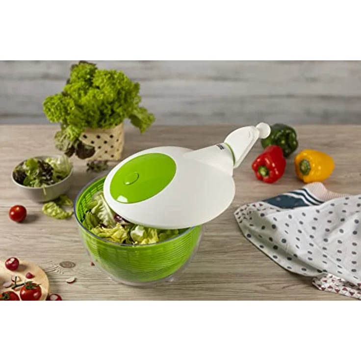Salatschleuder 26 cm, weiss-grün - mit Stopptaste auf dem Deckel – Bild 6