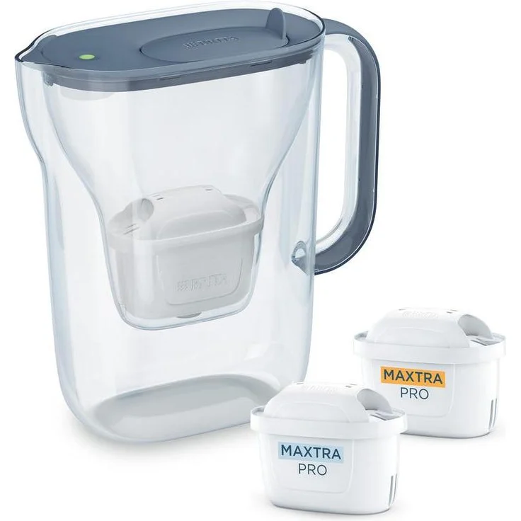 Brita Style Essential Wasserfilterkanne, inkl. 1x Maxtra Pro Extra Kalkschutz & 1x Maxtra Pro Pure Performance, 2,4l - Blau