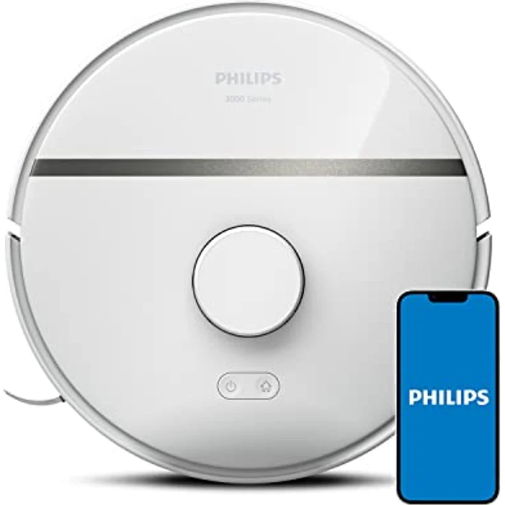 Philips Homerun Serie 3000 Saug-Wischroboter, ultrastarke Saugleistung (4000 Pa), Lasernavigation, 200 Minuten Laufzeit, weiß, Saugroboter, App, XU3000/02 – Bild 1