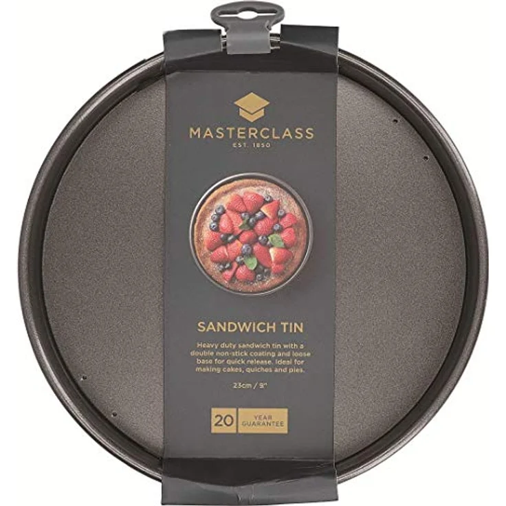 Master Class KCMCHB27 Backform für Tortenböden und Sandwiches mit losem Boden und Antihaftbeschichtung, 23 cm,Schwarz – Bild 5