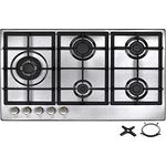 Phönix PS-901LT Einbau Gaskochfeld Edelstahl Kochfeld Gaskocher 5 Kochplatten autark (freistehend- / Einbau- Gaskochfeld) inkl. WOK-Aufsatz + Gasherdkreuz