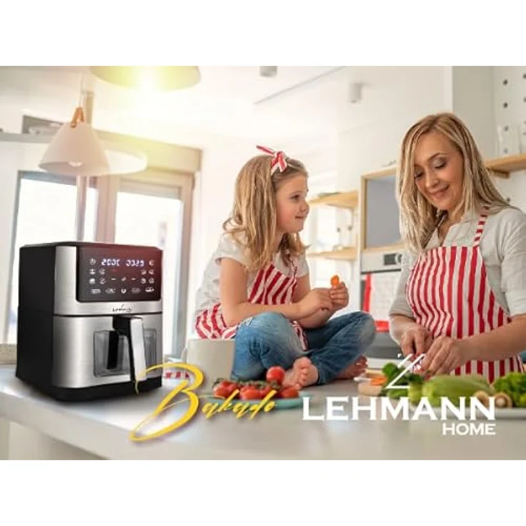LEHMANN Heißluftfritteuse LHODF-1880B XXL 8 Liter, 1800 W, bis zu 200°C, 10 Programme, Timer, fettfreies Kochen, schwarz – Bild 2