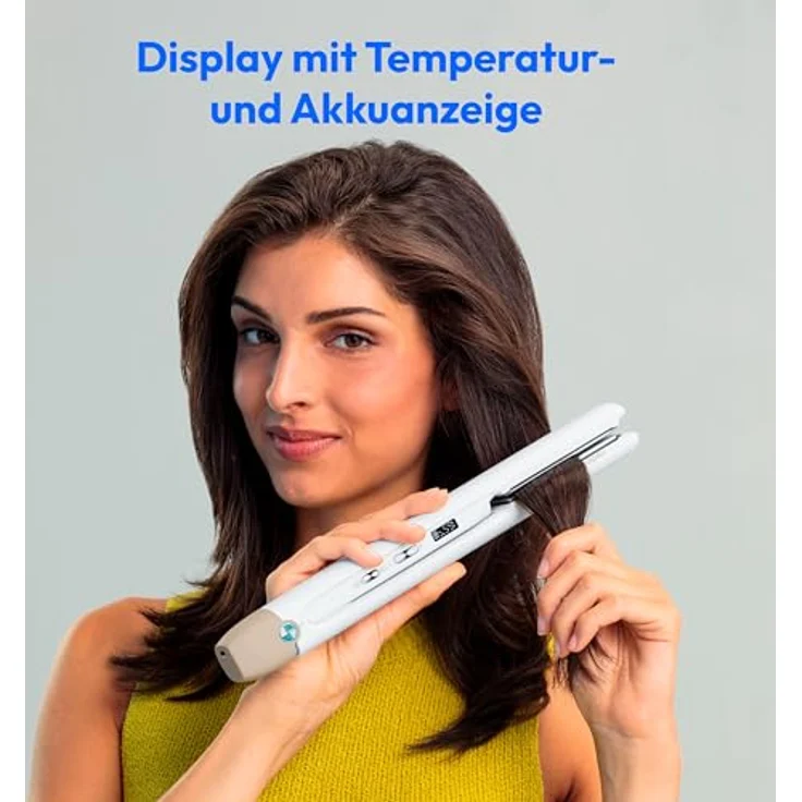 MEDION Glätteisen HS2 kabellos (weiß, Display, 5 Hitzestufen, 165°-210°, Keramik-Turmalin, Silikonhülle) – Bild 5