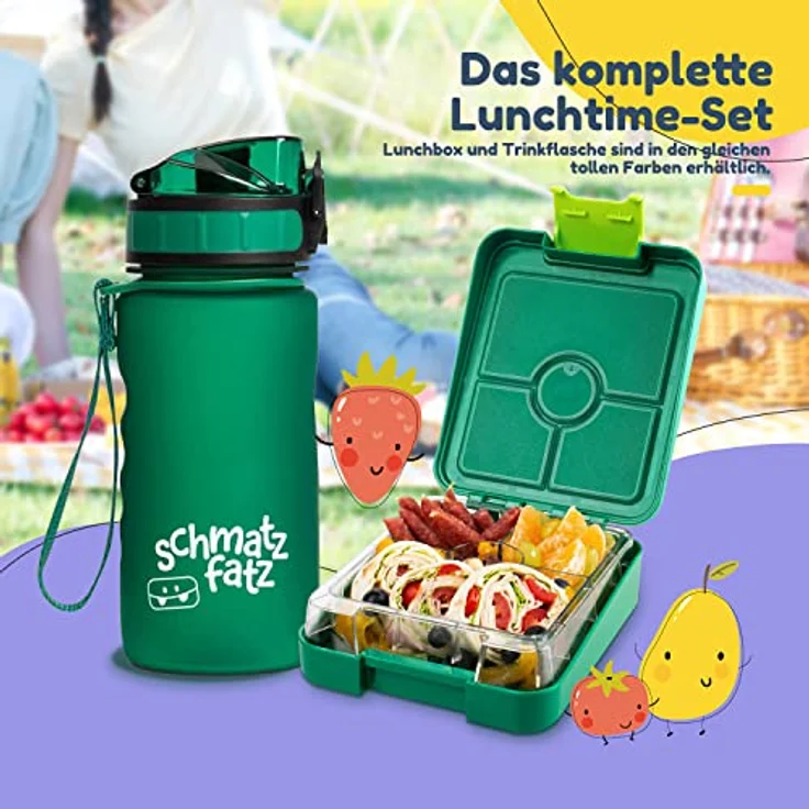 schmatzfatz easy Snackbox 4 Fächer 18 x 15 x 5 cm (BxHxT) Grün – Bild 7