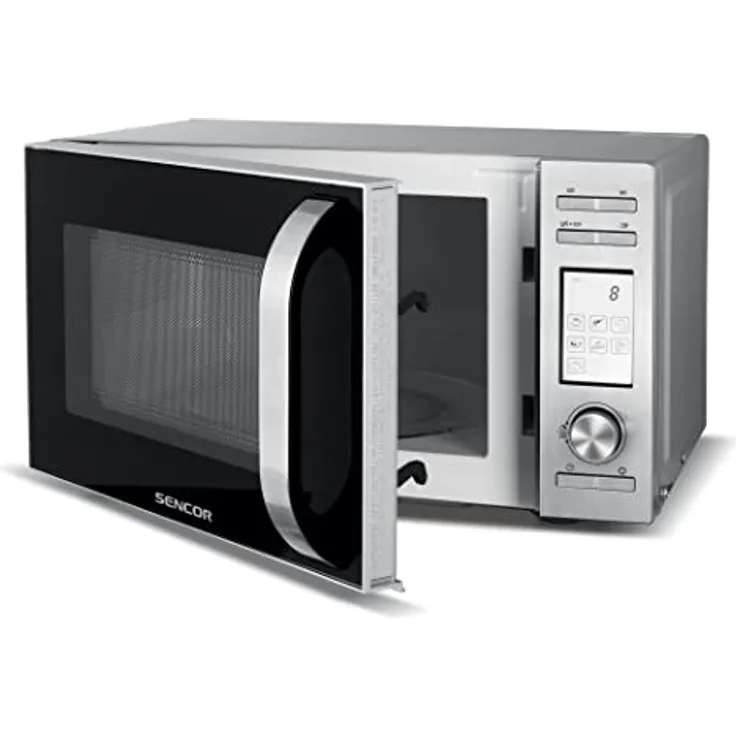 Mikrowellenofen mit 9 Programmen + Grill, Volumen 20 l, 700 W, Edelstahl