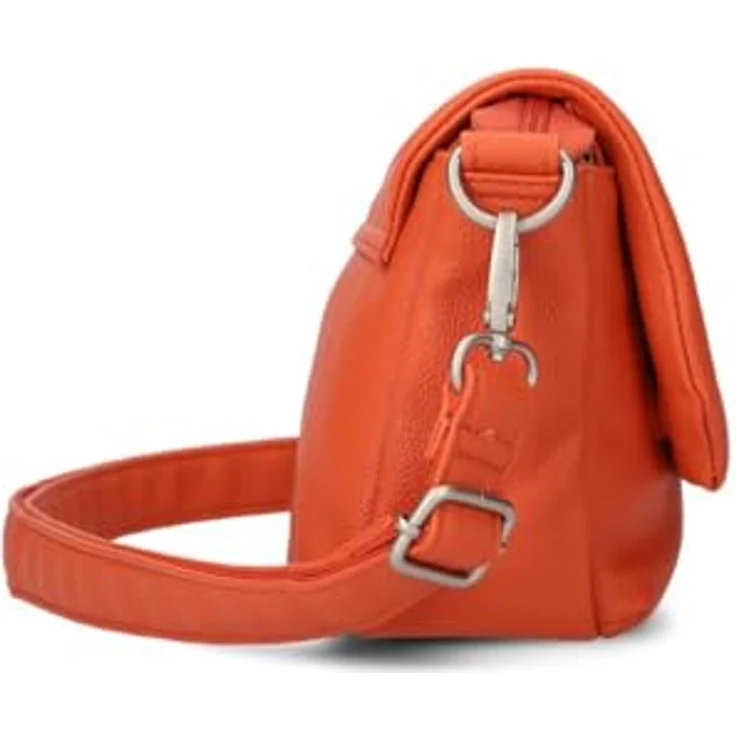 Zwei Mademoiselle.M Messenger Tasche, 28 cm, Orange, aus pflegeleichtem Polyurethan mit Magnetverschluss und Reißverschlussfach – Bild 4